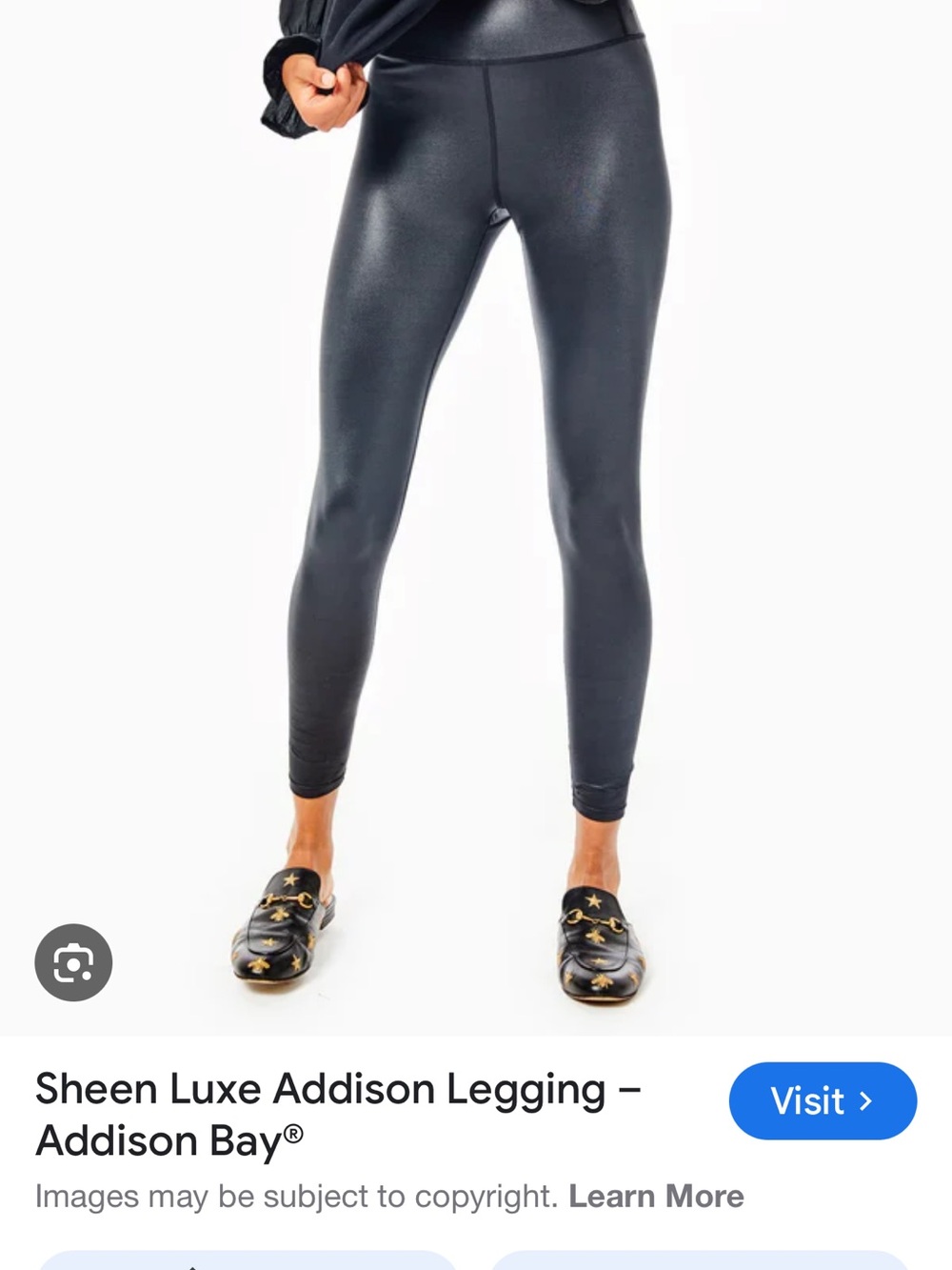 Addison Bay Black Shiny Logo Faux-Leather Leggings